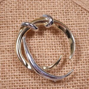 Sleek Vintage Silver-Tone Crescent Brooch - Modernist Lunar Design